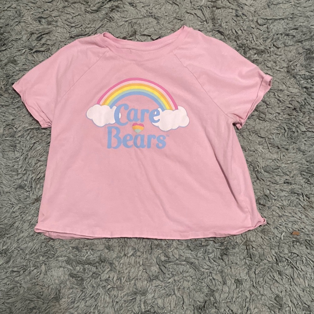 cotton candy pink care bear cropped tee